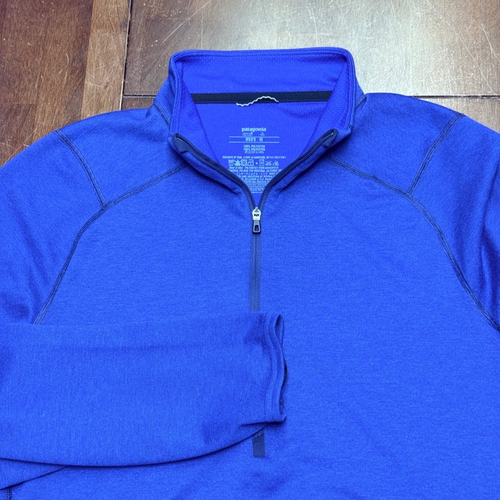 Patagonia Capilene 3 Midweight‎ Pullover Mens Medium Blue 1/4 Zip 44442 Hiking